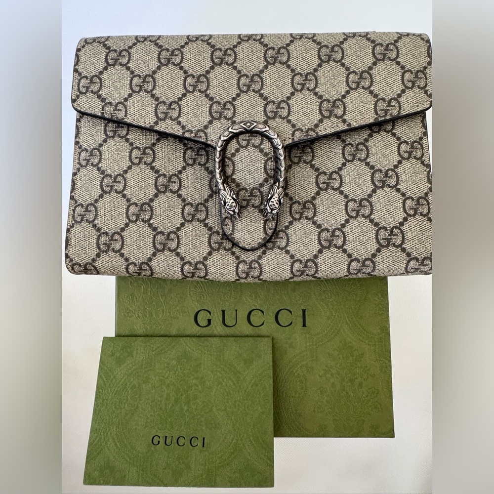 Gucci Dionysus GG Supreme Chain Wallet - Embossed with Initials (not mini size).